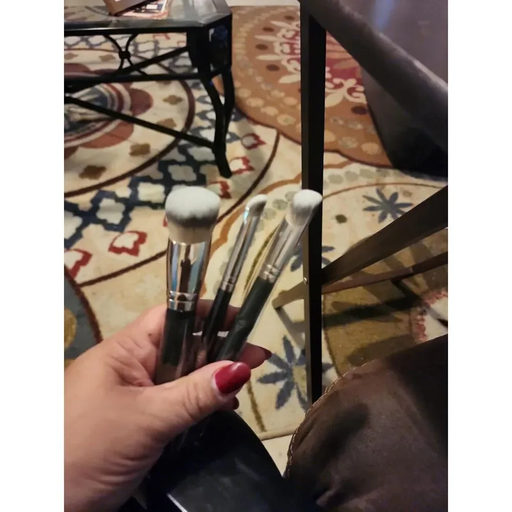 Teoyall 3Pieces Black 270S/370S Angled Synthetic Kabuki Cosmetic Brush Set